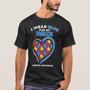 T-shirt Puzzle Je Porte Bleu Nièce Sensibilisation à l'Aut