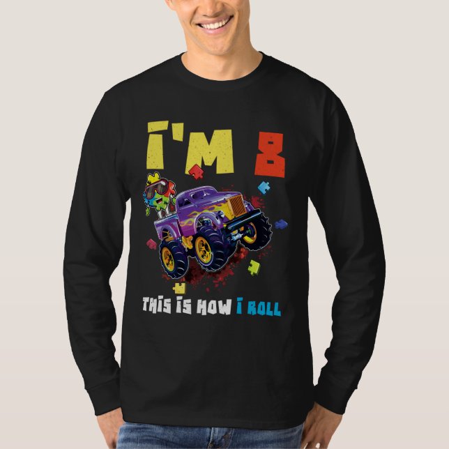T-shirt Puzzle Monster Truck Age 8 ans Sensibilisation sur (Devant)
