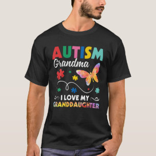 T-shirt Puzzle Papillon Autisme Grand-mère I Love My Grand