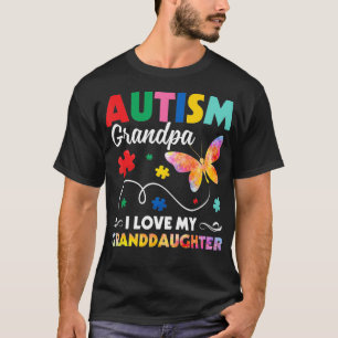T-shirt Puzzle Papillon Autisme Grand-Père J'Aime Mon Gran