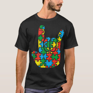 T-shirt Puzzle Rock Main Sign Cool Roche A Sensibilisation