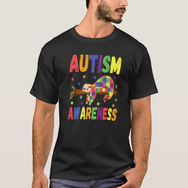 T-shirt Puzzle sensibilisation sur l'autisme Sloth Pour Sl (Devant)