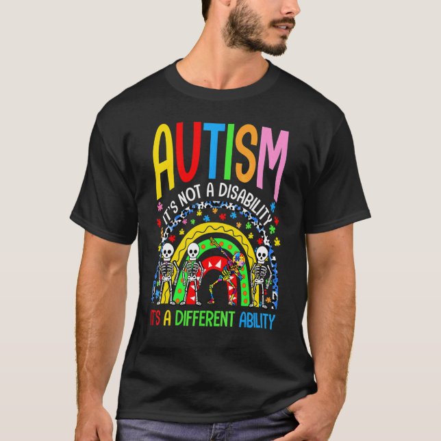 T-shirt Puzzle squelette de sensibilisation à l'autisme ar (Devant)