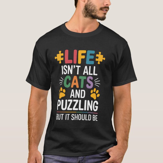 T-shirt Puzzler Puzzles Chats Drôle Puzzle (Devant)