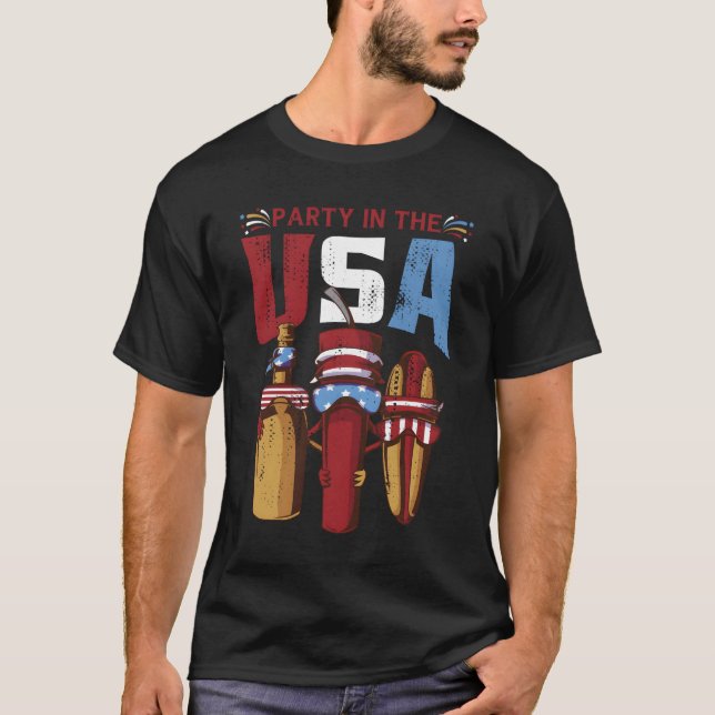T-shirt Py In The Usa Hotdog Usa 4Th Of July (Devant)