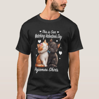 T-shirt Pyjama assorti pour couples amateurs de chats pour