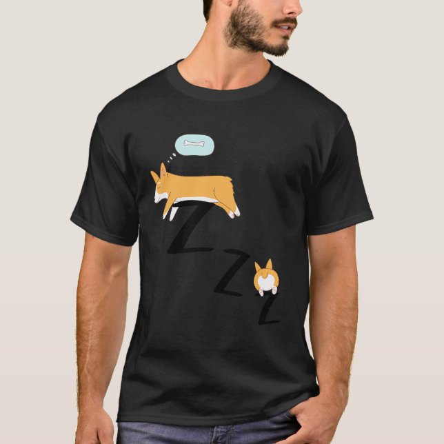 T-shirt Pyjama de Chien de Corgi endormi (Devant)