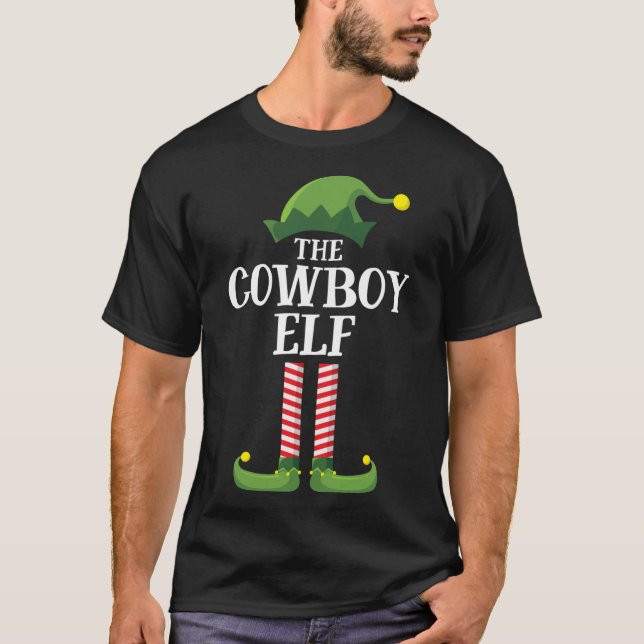 T-shirt Pyjama de fête de Noël de l'Elfe de Cowboy (Devant)
