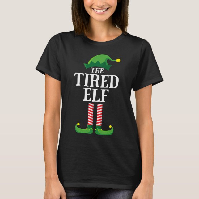 T-shirt Pyjama de fête de Noël de l'Elfe fatigué (Devant)