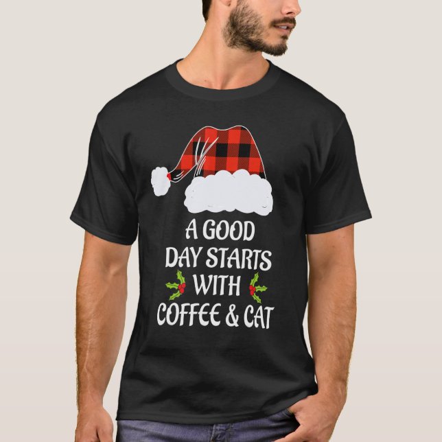 T-shirt Pyjama de Noël Chat Tasse à café Chat  Xmas (Devant)