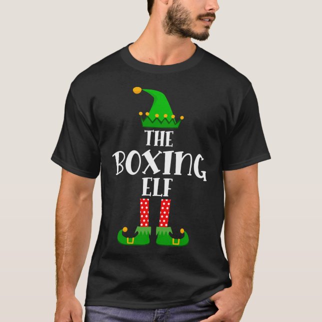 T-shirt Pyjama de Noël de famille de l'elfe de boxe (Devant)