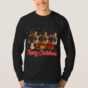 T-shirt Pyjama de Noël de Tigre Funny Jumeaux Animaux L