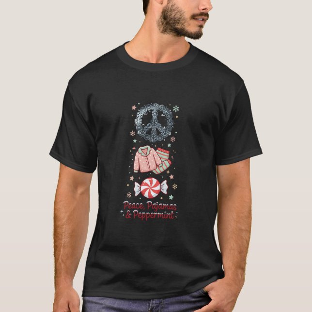 T-shirt Pyjama de Paix Peppermint Art de Fêtes  (Devant)