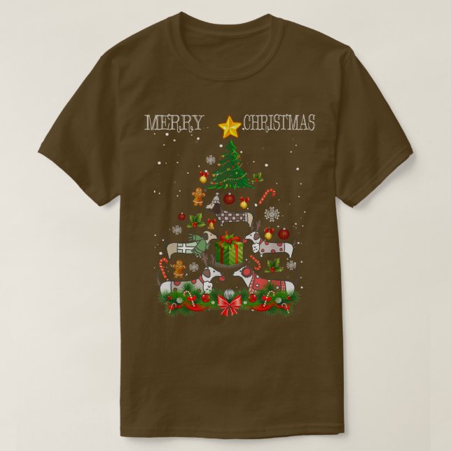 T-shirt Pyjamas de jumelage des arbres de Noël Chien de No (Design devant)