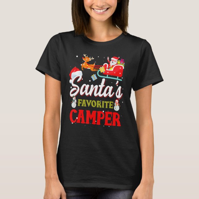 T-shirt Pyjamas de Noël de camping favori père Noël (Devant)