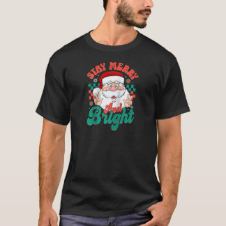 T-shirt Pyjamas de Noël du Père Noël du Rétro Restez Joyeu
