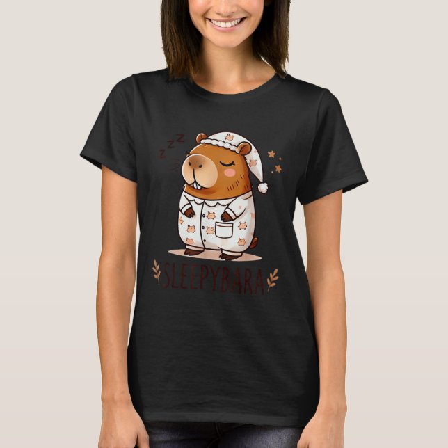 T-shirt Pyjamas de nuit de Capybara Officielle Dormir Slee (Devant)