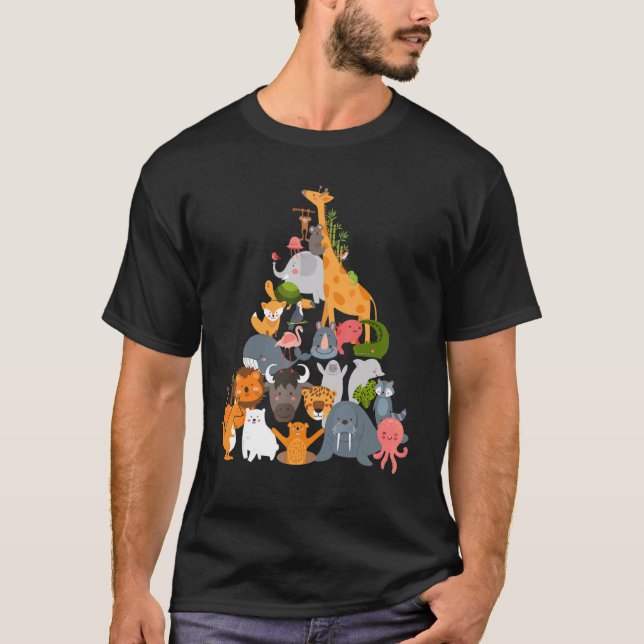 T-shirt Pyramide d'animaux du voyage au zoo (Devant)