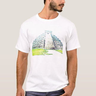 T-shirt Pyramide de conception d'aquarelle de Chichen Itza
