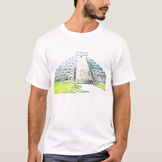 T-shirt Pyramide de conception d'aquarelle de Chichen Itza (Devant)