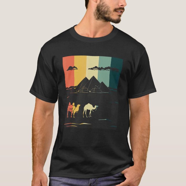 T-shirt Pyramides De Camel De Giza Egypt Anubis Sphinx Et  (Devant)
