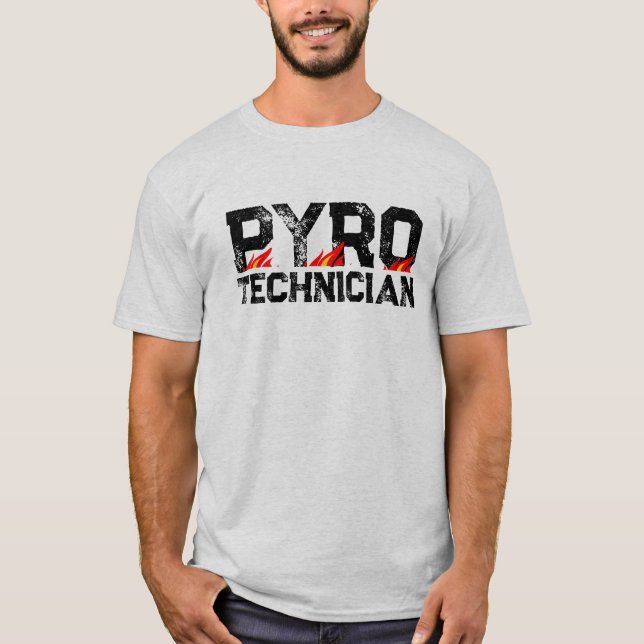 T-shirt PyroTechnician t shirt with burning flames (Devant)