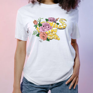 T-shirt Python boule jaune albino Roses sarcelle