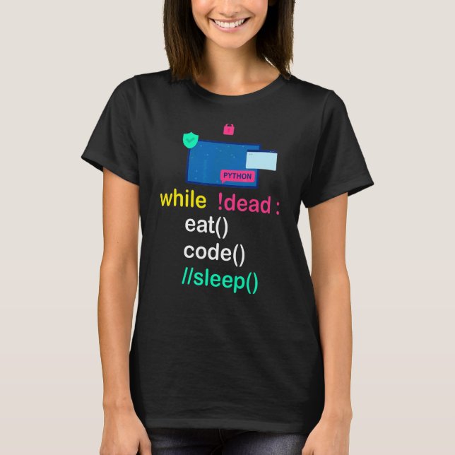 T-shirt Python Programmer Coder Manger Code Sleep (Devant)