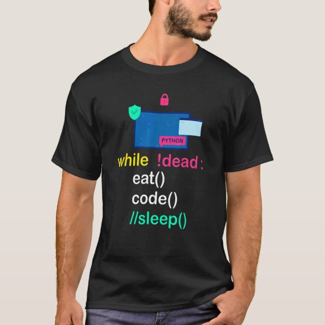 T-shirt Python Programmer Coder Manger Code Sleep (Devant)