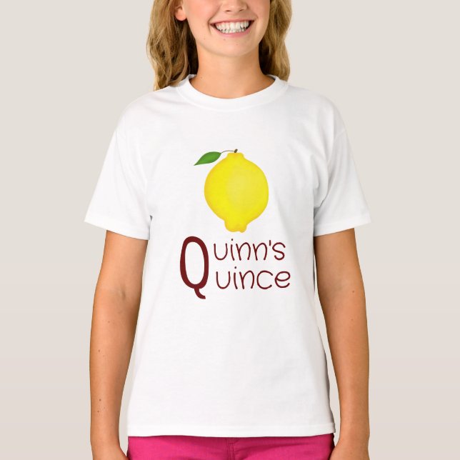 T-shirt Q Pour votre nom initial et fruits de coing (Devant)