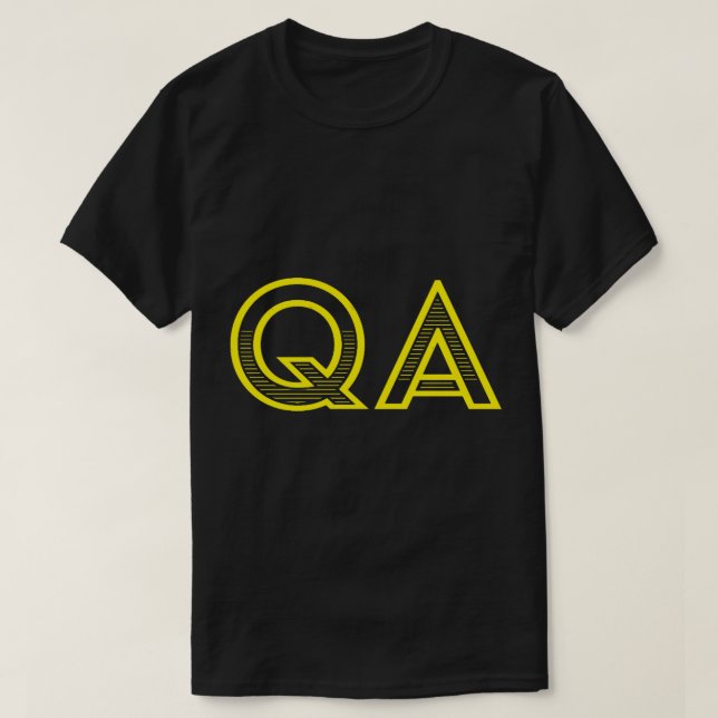 T-shirt QA - Assurance de la qualité (texte jaune) (Design devant)