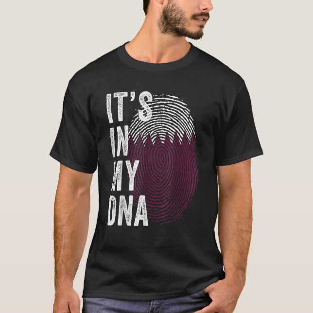 T-shirt Qatar c'est dans mon ADN mignon empreintes digital (Devant)