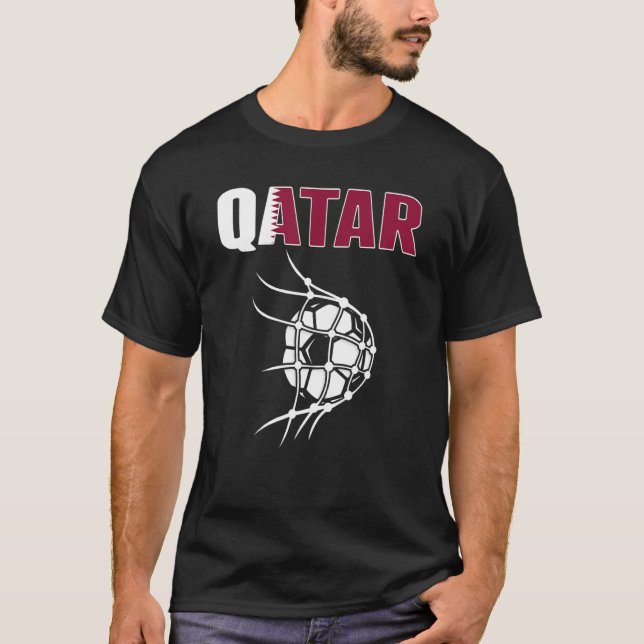 T-shirt Qatar Soccer Ball In Net Goal Soutenez Qatari Foo (Devant)