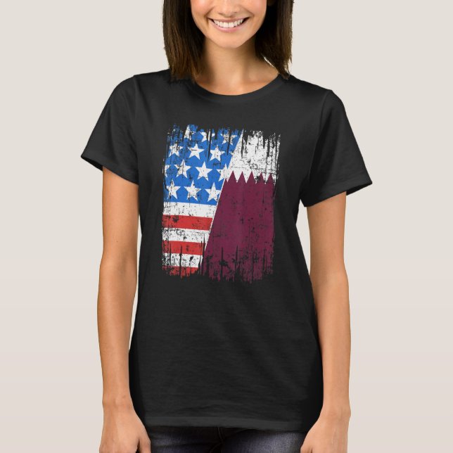 T-shirt Qatari American Flag Qatar Usa (Devant)