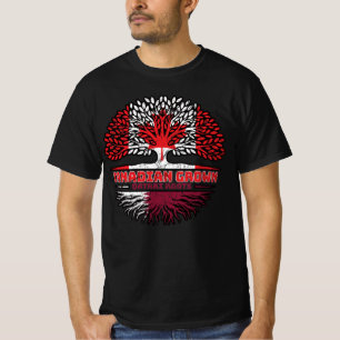 T-shirt Qatari Qatar Canadian Canada Tree Roots Flag