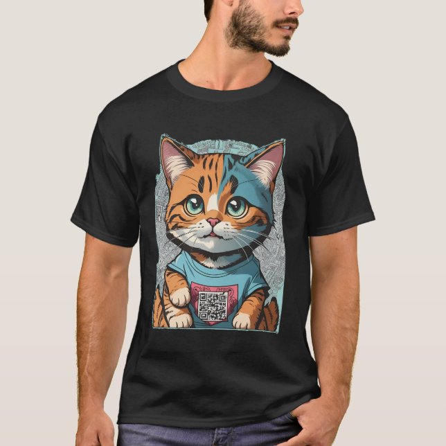 T-shirt QR code drôle chat (Devant)