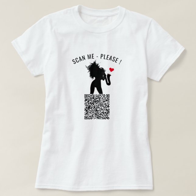 T-shirt QR Code Info Balayer moi Personnalisé Funny T-Shir (Design devant)