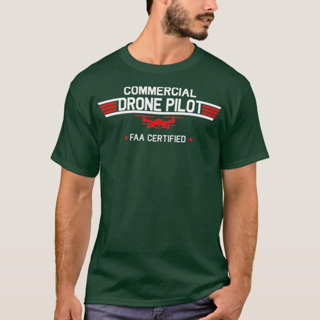 T-shirt Quadcopter commercial certifié pilote de drone de  (Devant)