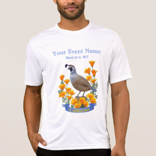 T-shirt Quail d'oiseaux de l'État de Californie et coqueli