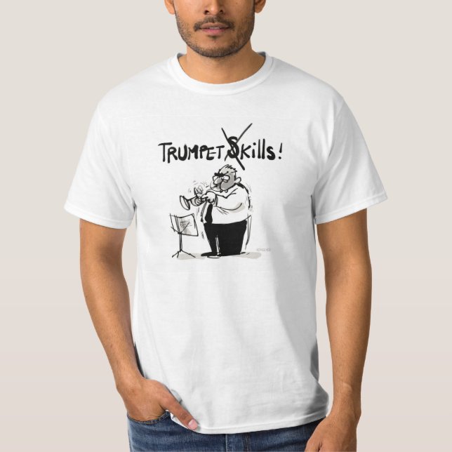 T-shirt : "qualifications de trompette " (Devant)