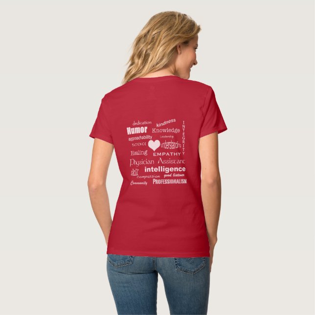 T-shirt Qualités d'un médecin Assistant Coeur blanc (Dos entier)