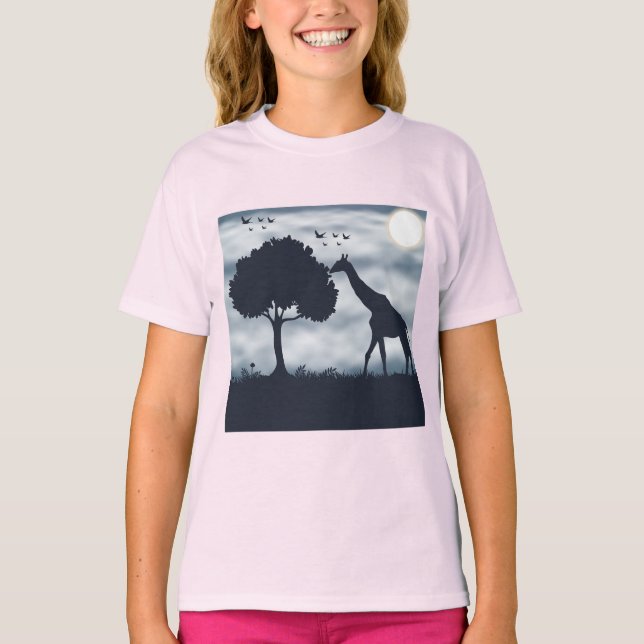 T-shirt Quand la Lune murmure à la Giraffe (Devant)
