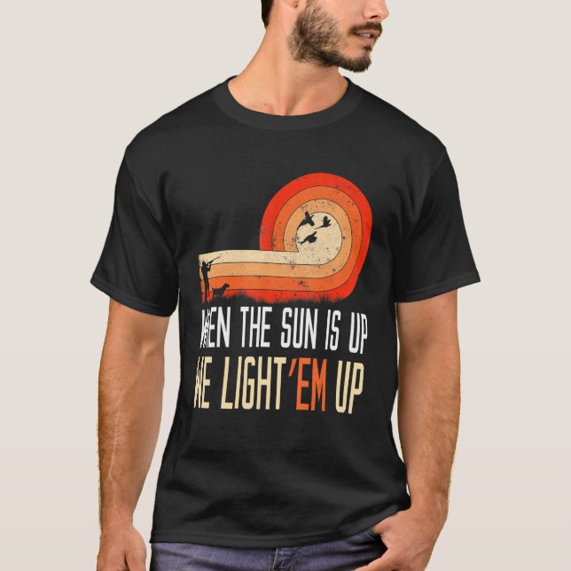T-shirt Quand Le Canard Soleil Chasse Chien Retro Waterfow (Devant)