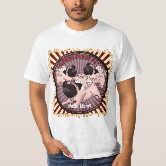 T-shirt Quand les pug volent  (Devant)