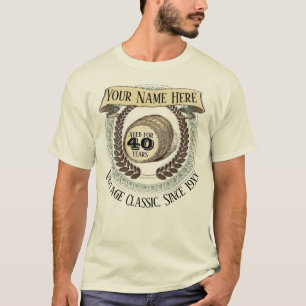 T-shirt quarantième Bière vintage de vin de nom fait sur
