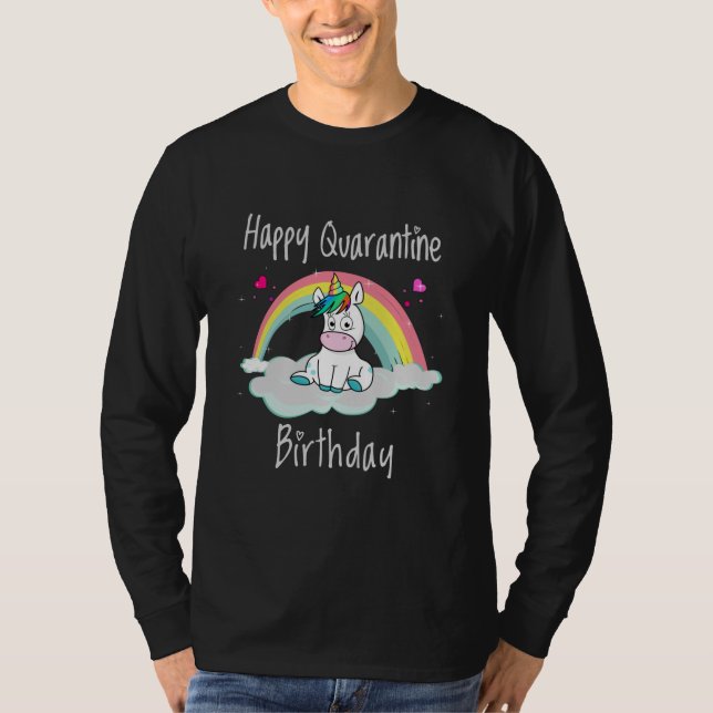 T-shirt Quarantine Anniversaire Unicorn arc-en-ciel (Devant)