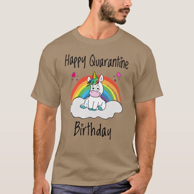 T-shirt Quarantine Anniversaire Unicorn arc-en-ciel (Devant)