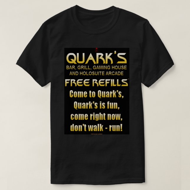 T-shirt Quark bar, grill, salle de jeux et holosuite arcad (Design devant)