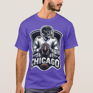 T-shirt Quarterback de Chicago fictif #18 Logo Bouclier