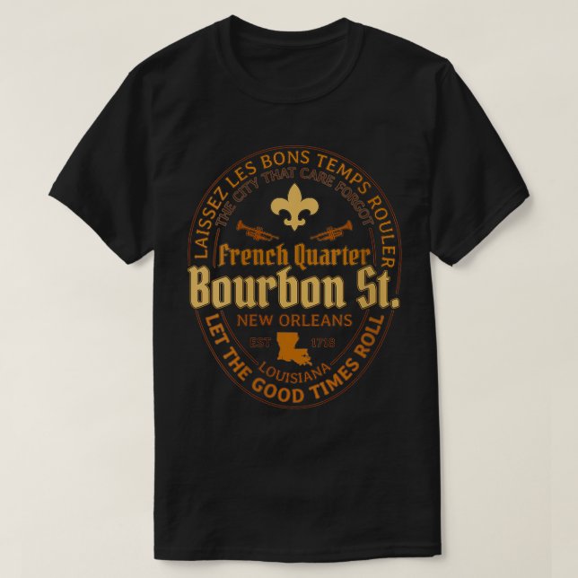 T-shirt Quartier français des femmes Bourbon St New Orlean (Design devant)